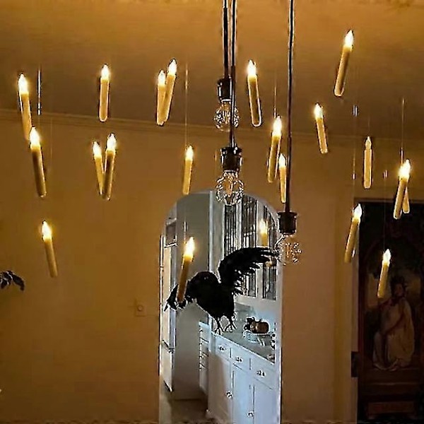 6 stk LED Halloween-lys med flimrende flamme, AA-batteridrevet lampe for Halloween-lys, koniske lys, flytende festbelysning -CHNSZ