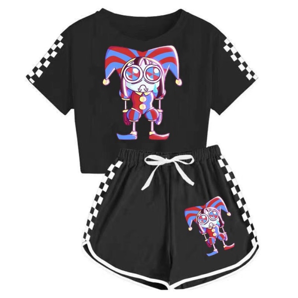 Magic Numbers Circus T-shirt + shorts sportpyjamas för pojkar och flickor set Flower type 2-pink 130cm