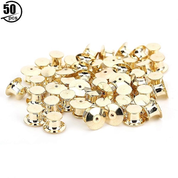 50 st Brochspännen Väska Låsande Fäste Platta Hatt Namn Taggar Bok Stift Hållare 7 x 10mm Guld