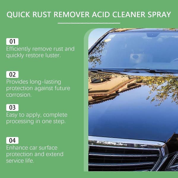 Rustfjerner Spray for Bil - Overflaterenser og Avfettingsmiddel, Sitronsyreformel for Rask Rustfjerning og Beskyttende Belegg