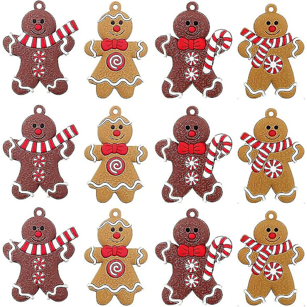 Pepparkaksgubbe Julgransprydnad Hänge 12 st (stil A)