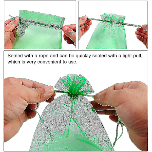 100 st buntskydds påse 23x17cm druvor frukt organza påse med dragsko ger green