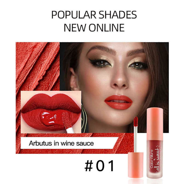 Beauty Secrets Neglelim Satin Velvet Mat Ikke-klæbende Kop Ikke-blegende Vandtåge Gas Læbeglans Læbepasta 6 Læbestifter Sæt