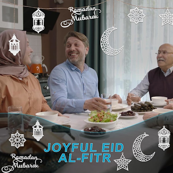 Eid Mubarak -koristeet Ramadanin koristeet Mubarak Eid -riipukset Ramadanin kuun ja tähden merkit kotiin Eid-juhliin silver a