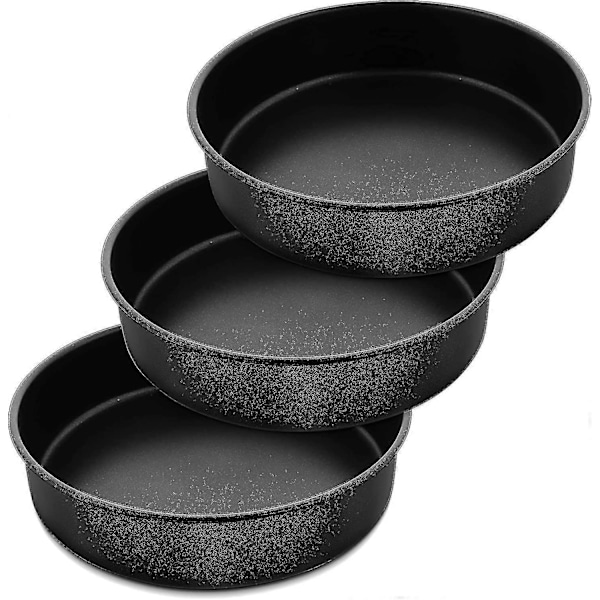 8 Tommer Rund Kageform Sæt Af 3, Rustfrit Stål Sort Non-Stick Rund Bageform