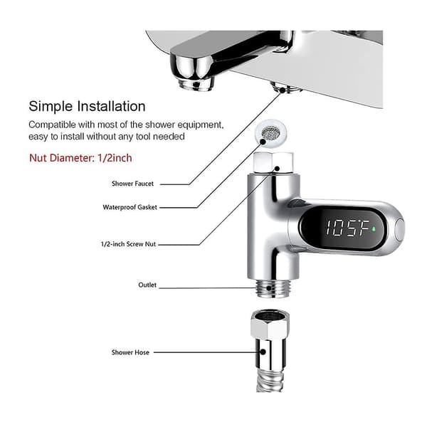 Brusesensor, 0~100  Babybadetermometer Med 360 Graders Rotationsdisplay Led Digital Display Brusesensor