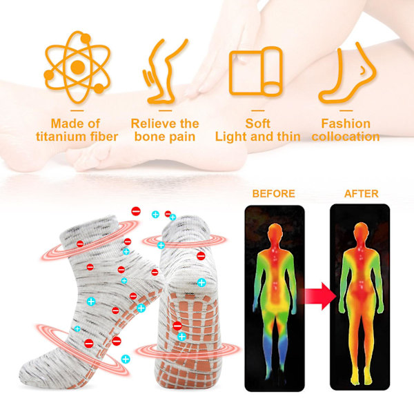 Selvoppvarmende Sokker, Fotvarmere Turmalin Helse Sokk, Turmalin Fotmassasje Termiske Sokker For Mann Kvinne Camping Ski 2 pairs
