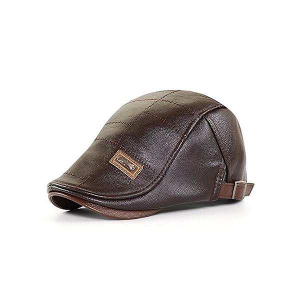 50% RABAT, Mænd Justerbar PU Læder Ivy Cap Newsboy Hat Fiskeri Hat Cool Rejse Gå Vandreture khaki