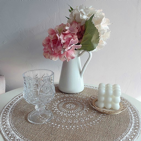 Kreativ Mandala Rund Underlägg Boho Vävd Makramé Fransar Bomullsband Bord Matta Värmebeständig Kopp Tallrik Underlägg Dekoration style 3