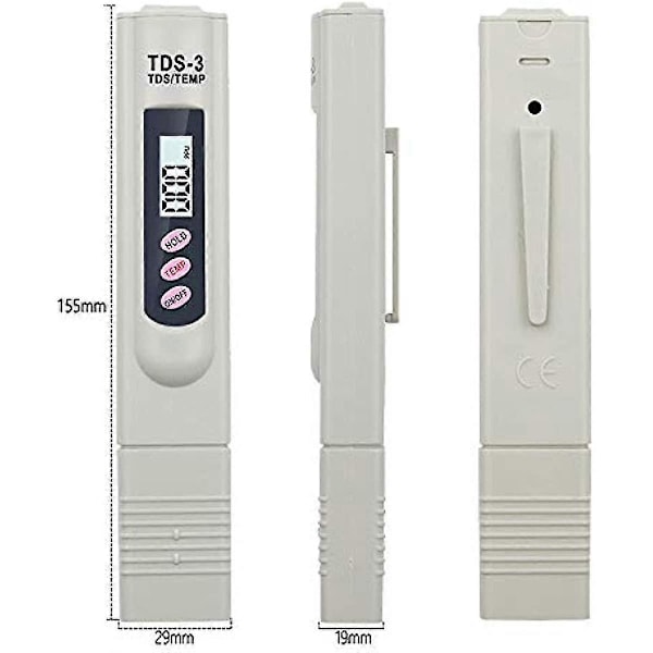 LCD Digital TDS-3 Måler Temp PPM Tester Penn For Testing av Vannkvalitet