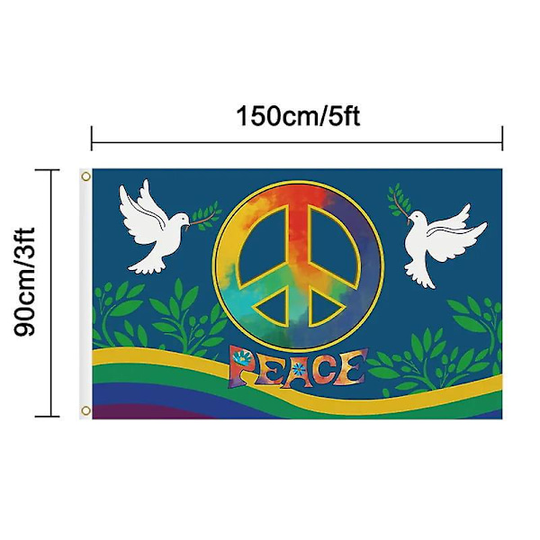 Fredsflagga 150x90cm, Hållbar Polyester Fredsflagga Levande Färg Fredsduva Flagga Fredsflagga Dekoration Banner För Patio Gräsmatta Heminredning f
