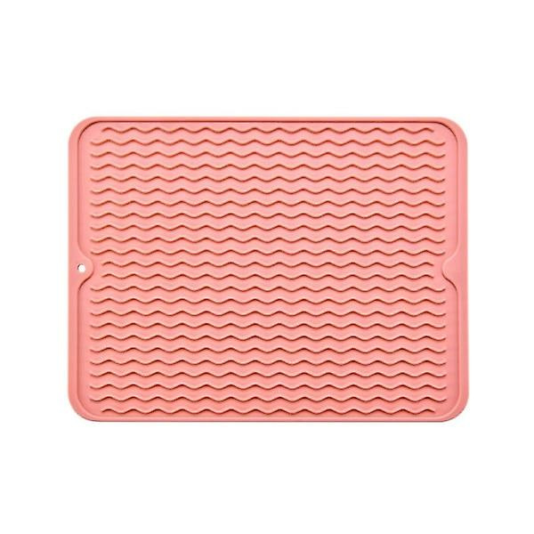 40,5*31 cm, (rosa) Stor vaskematte - Tykk vaskematte for rask tørking, tørkematte med svampbørste, BPA-fri, sammenleggbar vaskematte - Sklisikker ZD B2