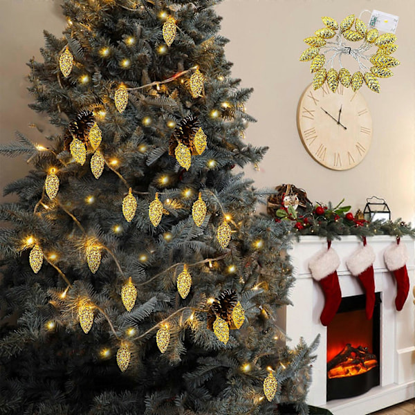 Julepynt Juledekorasjonslysstreng Pinjekonglelysstreng For Jul Bursdag Juletre Thanksgiving Dekorasjoner Batteri c