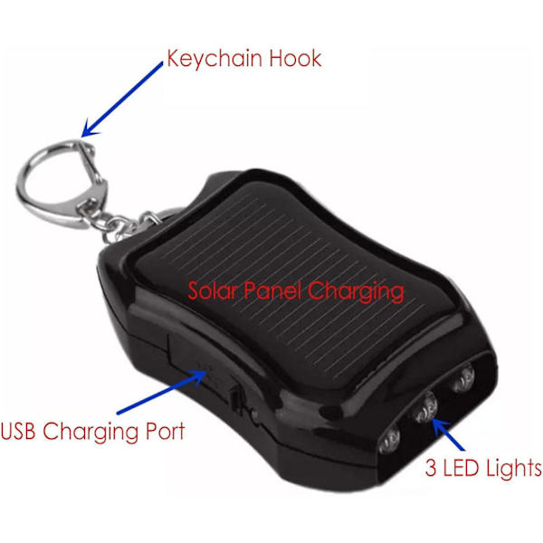 Solcellsladdare Nyckelring, Solcellsladdare för Telefon 1500mAh, Bärbar Solcellsladdare Powerbank Extern Batteripaket med 3 LED-lampor för Camping white