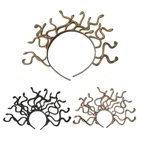 Medusa Slange Kostyme Hodebånd Medusa Hodebånd Hodeplagg Utkledelig Hodeplagg For Karneval Mardi Gras Maskerade Fest Qkf -GSL large golden medhad