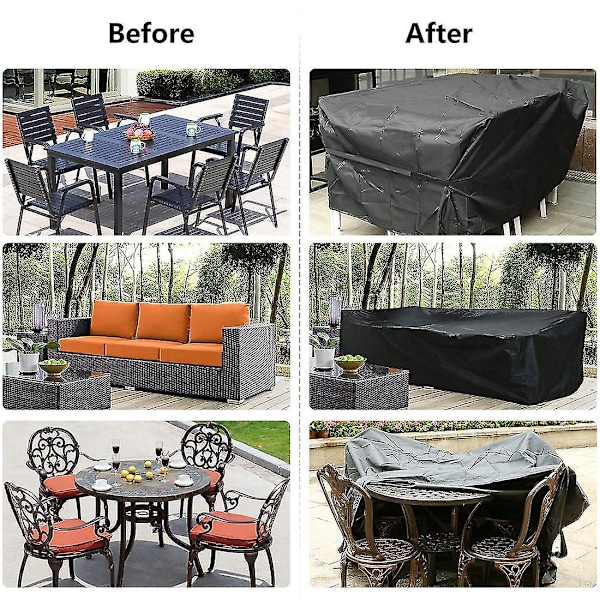 210d Oxford hagemøbeltrekk vanntett innendørs utendørs rektangulært bord skrivebord beskytte sett med snorlås -JRCH 200 x 160 x 70 cm