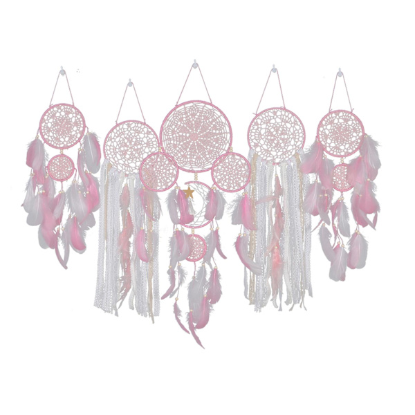 50% RABATT, Drömfångare Heminredning Måne Och Stjärnor 5st/set Järn 25  37  4 Cm Bohemisk Vacker Legend Väggdekoration pink