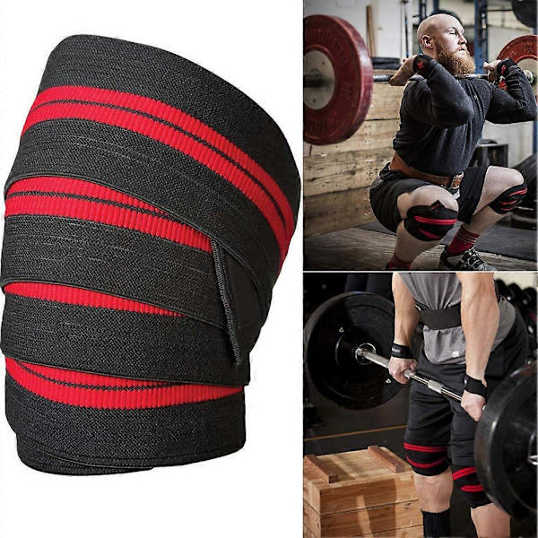 2 st Knäskydd för Viktlyftning Gym Träning Fitness Kompression Knäskydd Remmar yellow