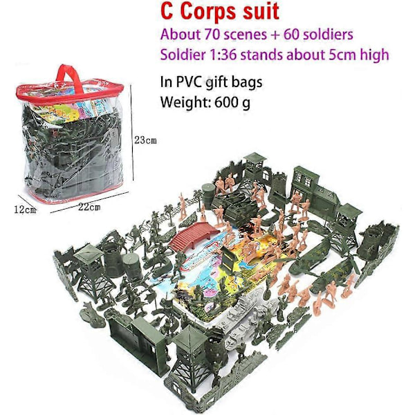 130-dels Militär Soldat Modell Leksak Set, Plast Militär Leksakssoldater Män Figurer Militär Leksak Armé Actionfigurer Pedagogisk Leksak för Barn