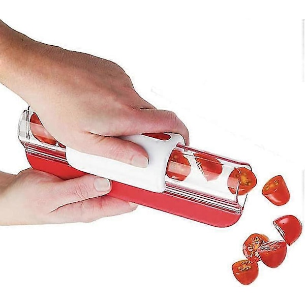 Fruit Slicer, Tomato/grape/cherry Slicer, Fruit Kitchen Decoration Kitchen Gadgets, Vegetable Slicer, Kitchen Utensils, 1 Piece Of Red, 20x7.5x7cm