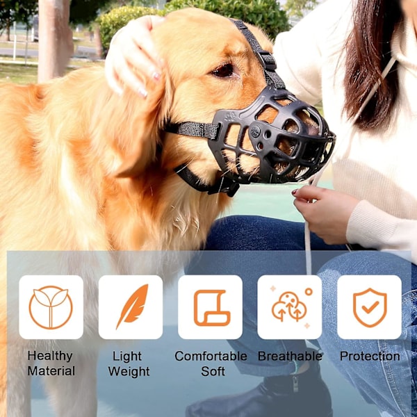 Koiran kuono, korimainen hengittävä kuono suurille koirille, päivitetty pehmeä häkki kuono koiran suusuoja säädettävä pysäyttää puremisen, haukkumisen l