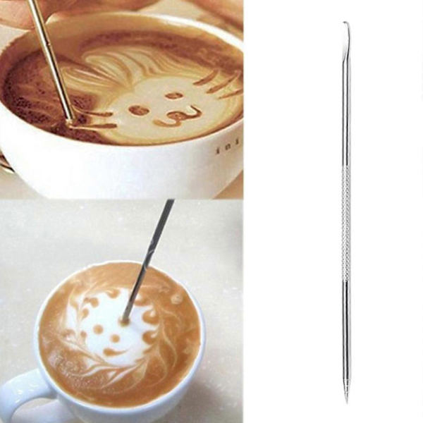 Bærbar Latte Art Carving Pen i Rustfrit Stål DIY Krydderi Pen Nem at Rengøre