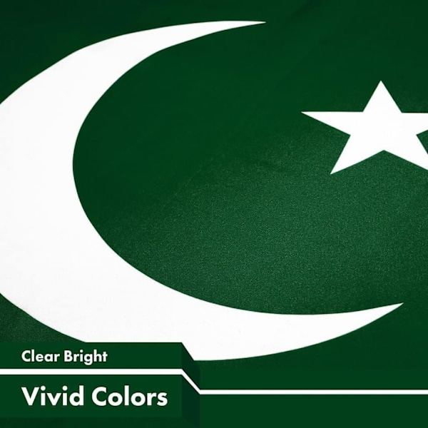 Pakistans flagg | 3x5ft | LiteWeave Pro Series trykt 150D polyester | Flagg, innendørs/utendørs, klare farger, messingmaljer, tykkere og mer holdbar enn