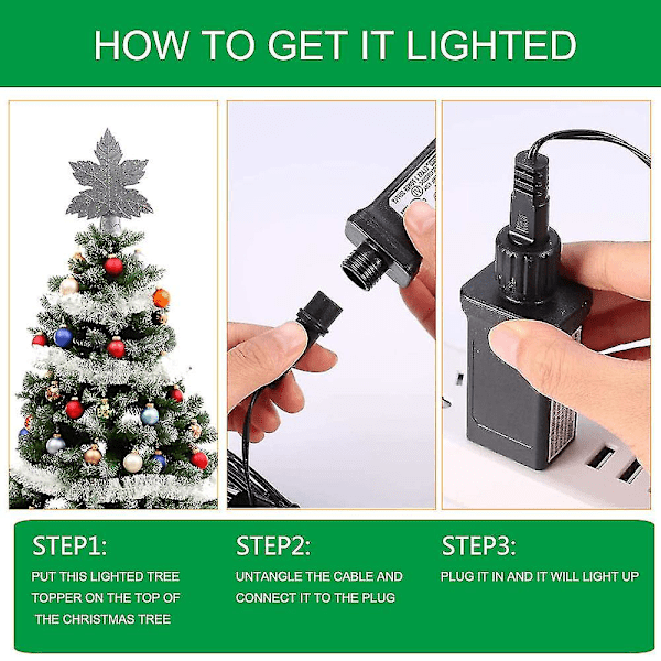 Bladformet Juletre-Projektorlampe Snøstorm Juletre Topplampe Led Juletre Toppstjerne Projektorlampe silver uk plug