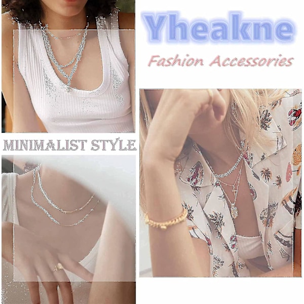 Boho-inspirerad Lagerad Skivhalsband Choker Guldmynt Hänge Halsband Platt Curb Kedja Halsband Vintage Flerskikts Halsband Kedja sliver