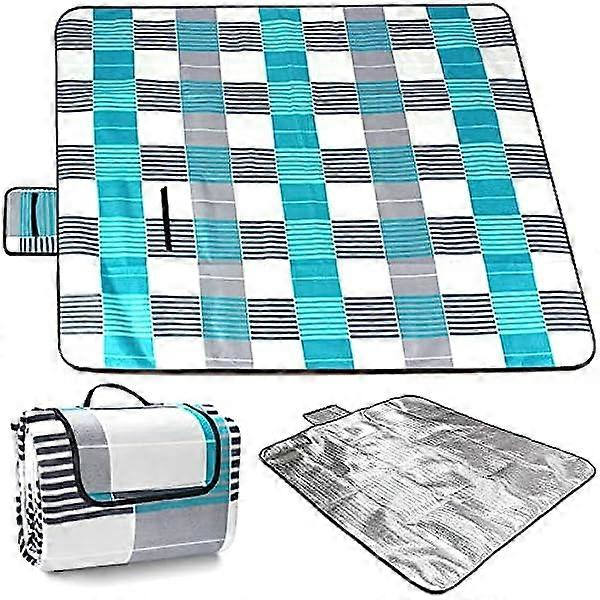 Piknikteppe 200 x 200 cm, Vanntett Bærbar Sammenleggbart Teppe, Sandkontroll Utendørs Strandmatte med Håndtak for Camping, Strand og Piknik 200x150cm