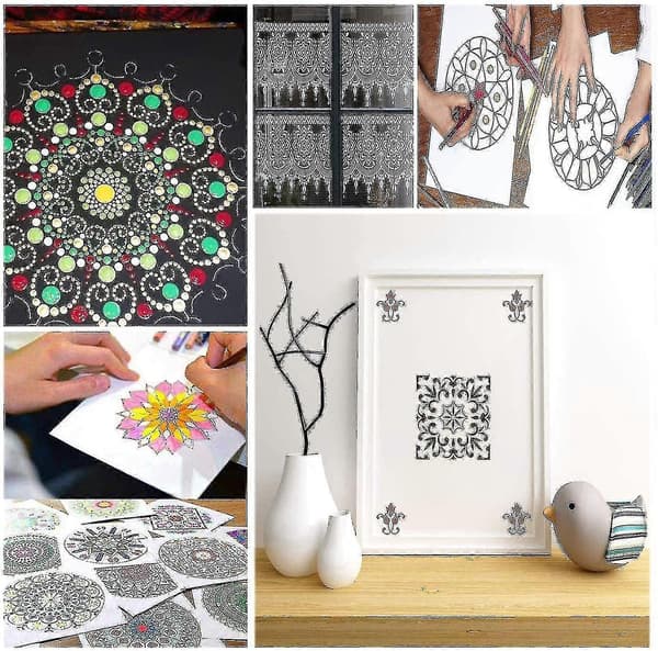 16 stk Mandala Mal, Gjenbrukbar Airbrush Mal