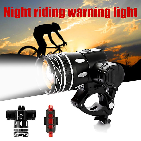 T6 LED MTB Cykel Bag- & Forlygter, USB Genopladelig individual headlight