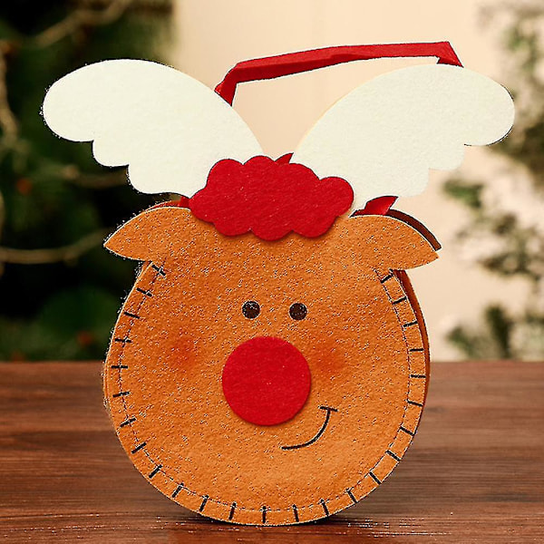 3 stk. Juteposer til jul med eple-motiv, julepynt, godteposer style 3