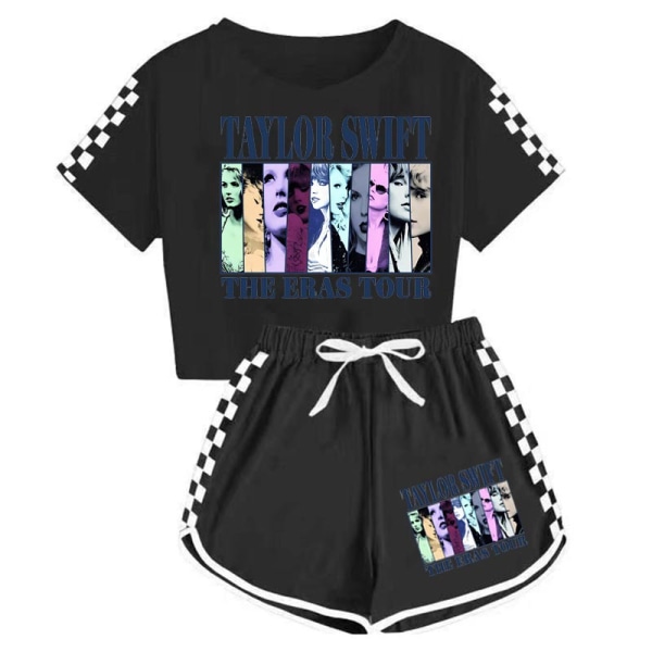 Taylor Swift herr och dam T-shirt + shorts sport pyjamas barn set black 140cm