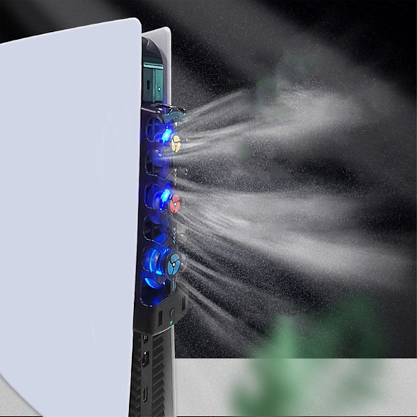 Kylsystem för PS5-tillbehör, PS5-kylare tyst kylsystem med 3-hastighetsfläktar & RGB-LED-lampa för PS5 Digital/skiva-utgåva