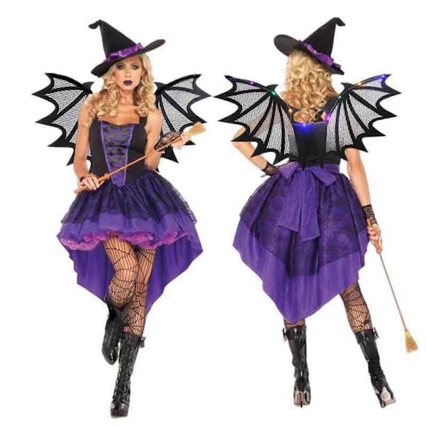 Halloween-gaver Halloween-kostymer for jenter og kvinner - Glitrende flaggermus-vinger med elastiske skulderstropper