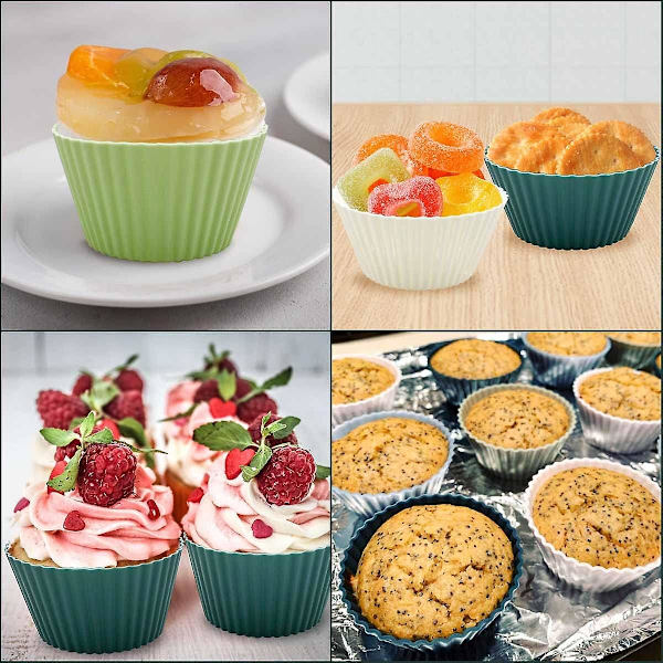 Genanvendelige muffinsforme i silikone - Non-stick cupcakeforme - Silikone cupcakeforme-D nye zd 12pcs
