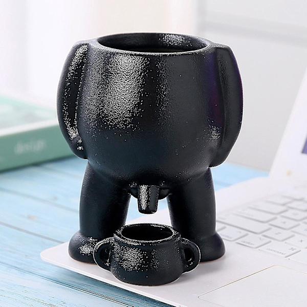 Piss Pot Planter, grönska Pot, kissande rolig vas, roliga suckulenta krukor med dränering för inomhusväxter, 50% erbjudande -SZCN black