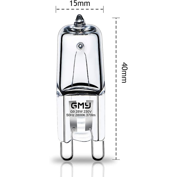 G9 Halogenlampor 28W (29W) 230V 320Lm 2800K Varmvitt Dimbar 10-pack