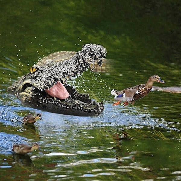 Flytande alligatorhuvud Decoy Alligator Utomhusstatyer Flytande krokodil för gåskontrollfalsk Gator Avskräckande Ducksswamp Gräsmatta Krokodil Damm D