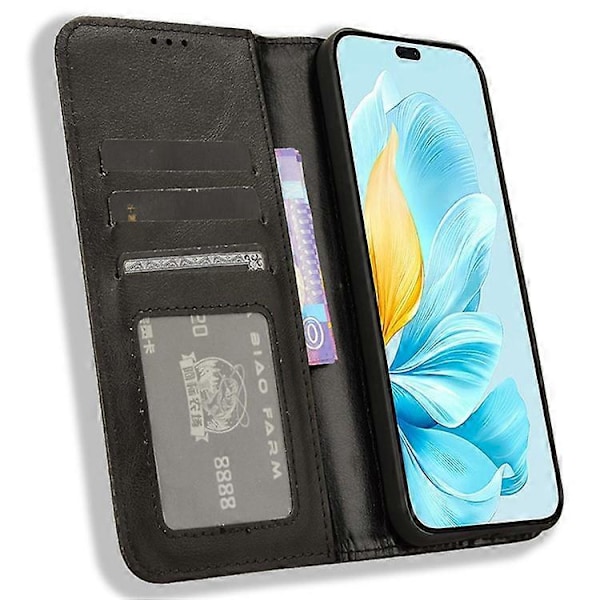 Kompatibelt Plånboksfodral i Läder för Honor 200 Lite med Ställ, Grossist Telefonfodral black