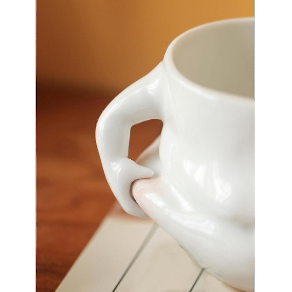 Nyhet Keramisk Kaffe Krus Kopp Hvit Kreativ Gave Holdbar Søt Med Håndtak Stor Mage Morsom For Fest Kontor Pub Bursdag Kjøkken B2 G