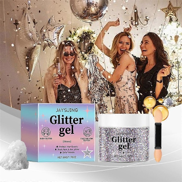 Glitter Gel Lys Hvid Højglans Gel Krops Højglans Gel silver