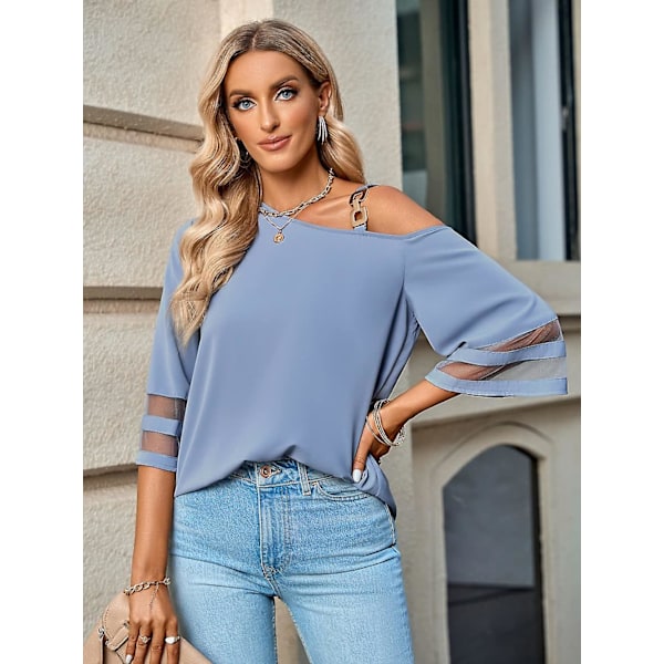 Womens Summer Off The Shoulder Tops 3/4 Bell Sleeve Dressy Loose Blouse Shirts Summer Tops -GSLA ZD Q s