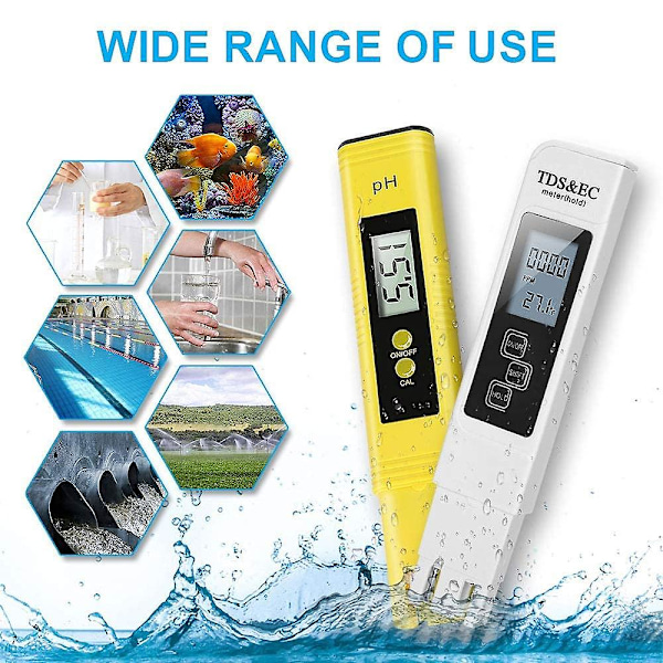 Högprecisions TDS-mätare Digital Vatten Testare Digital 0-14 PH-mätare Testare 0-9990ppm TDS&EC LCD Vattenrenhet PPM Akvarium Filter