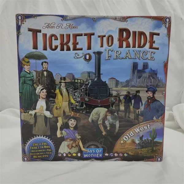 Englannin- ja amerikkalainen versio Ticket To Ride Europe -lautapelikorttien koko sarjasta