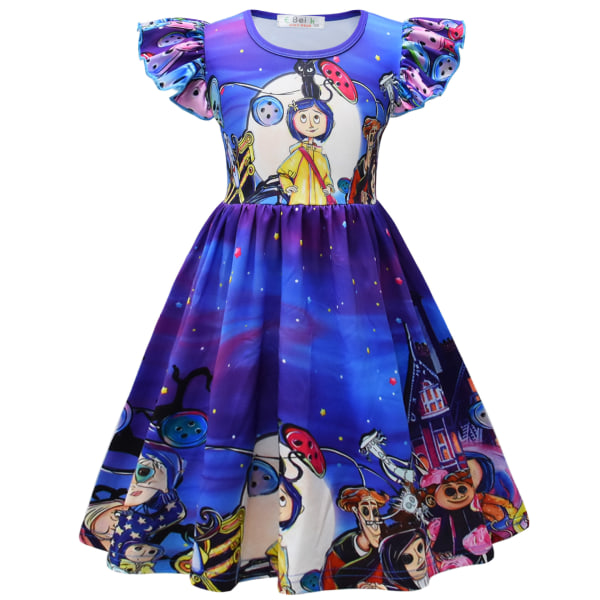 Halloween puku kummitusäiti Coraline lasten mekko lentävä hihat tyttömekko 130 yards