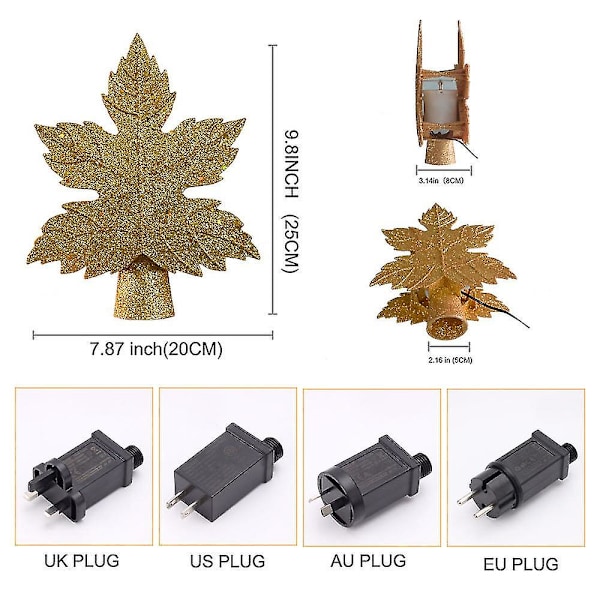 Bladformet Juletre-Projektorlampe Snøstorm Juletre Topplampe Led Juletre Toppstjerne Projektorlampe gold us plug