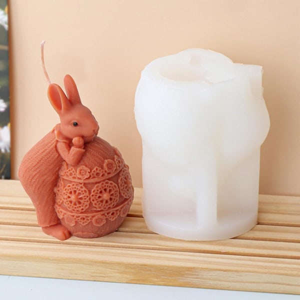 Påskehare Silikonform, 3D Kanin Lysform, Dyre Epoxy Harpiksforme, Silikon Kanin Påskehare Bageform DIY Støbningsform a