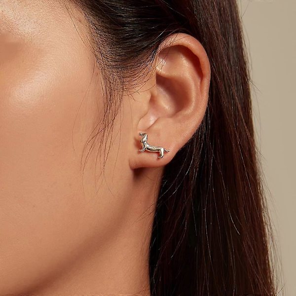 925 Sterling Hopeaa söpöt Maksamakkara-korvakorut Koiranpennun korvakorut naisille earrings a
